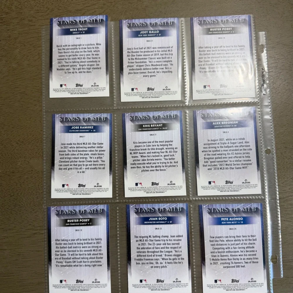 2022 Topps Stars of MLB Insert Card Lot Mike Trout Juan Soto Pete Alonso 9 Cards